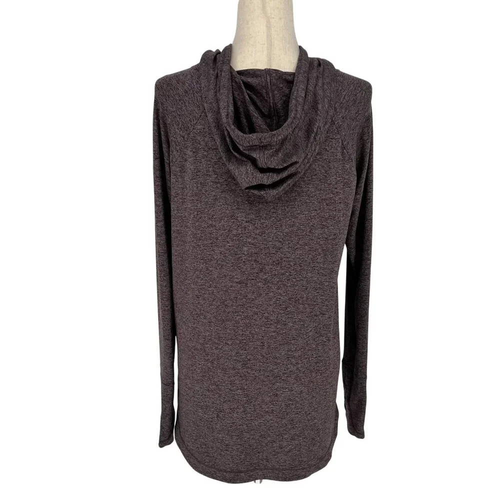 Athleta Womens Uptempo Hoodie Sweatshirt Size M Heathered Mauve Long Sleeve Gym